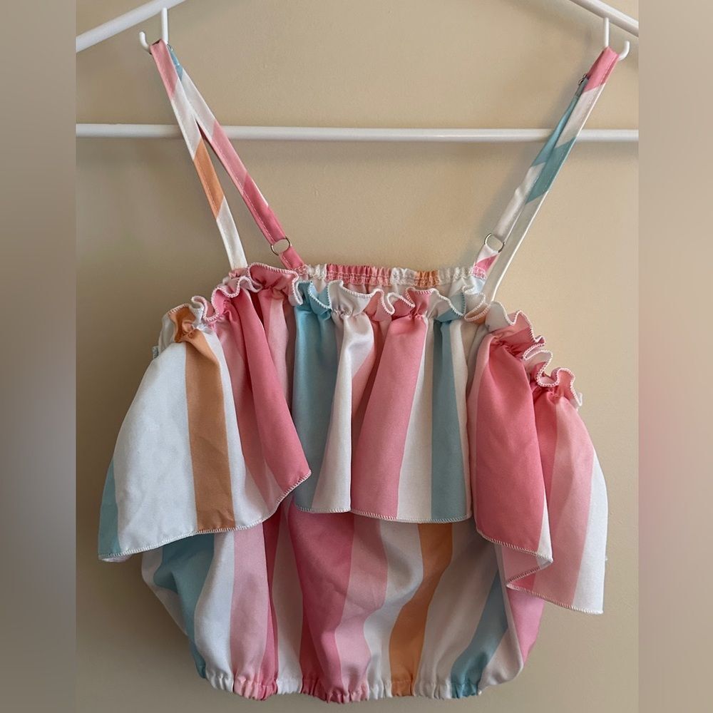 sherbert Summer Tank Ruffled Striped SHEIN Teen Sz 13 Youth